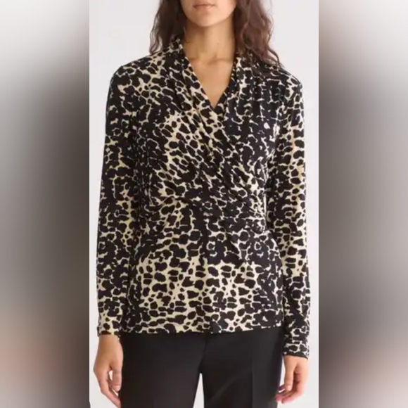 DKNY Faux Wrap Long Sleeved Blouse Size M - Picture 3 of 6